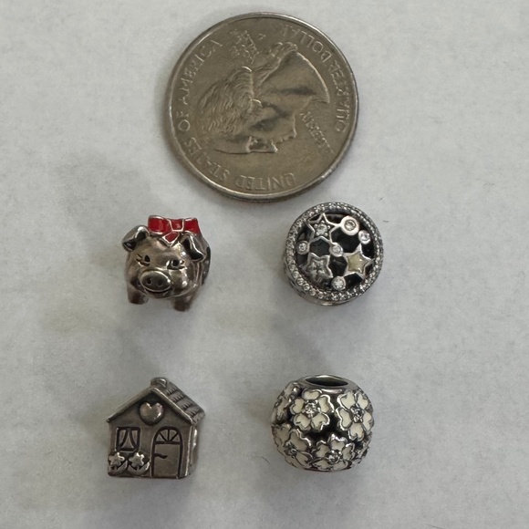 Pandora Charm Set – 4 Authentic Charms | Dog, House, Sparkling Floral & Stars - Picture 2 of 10